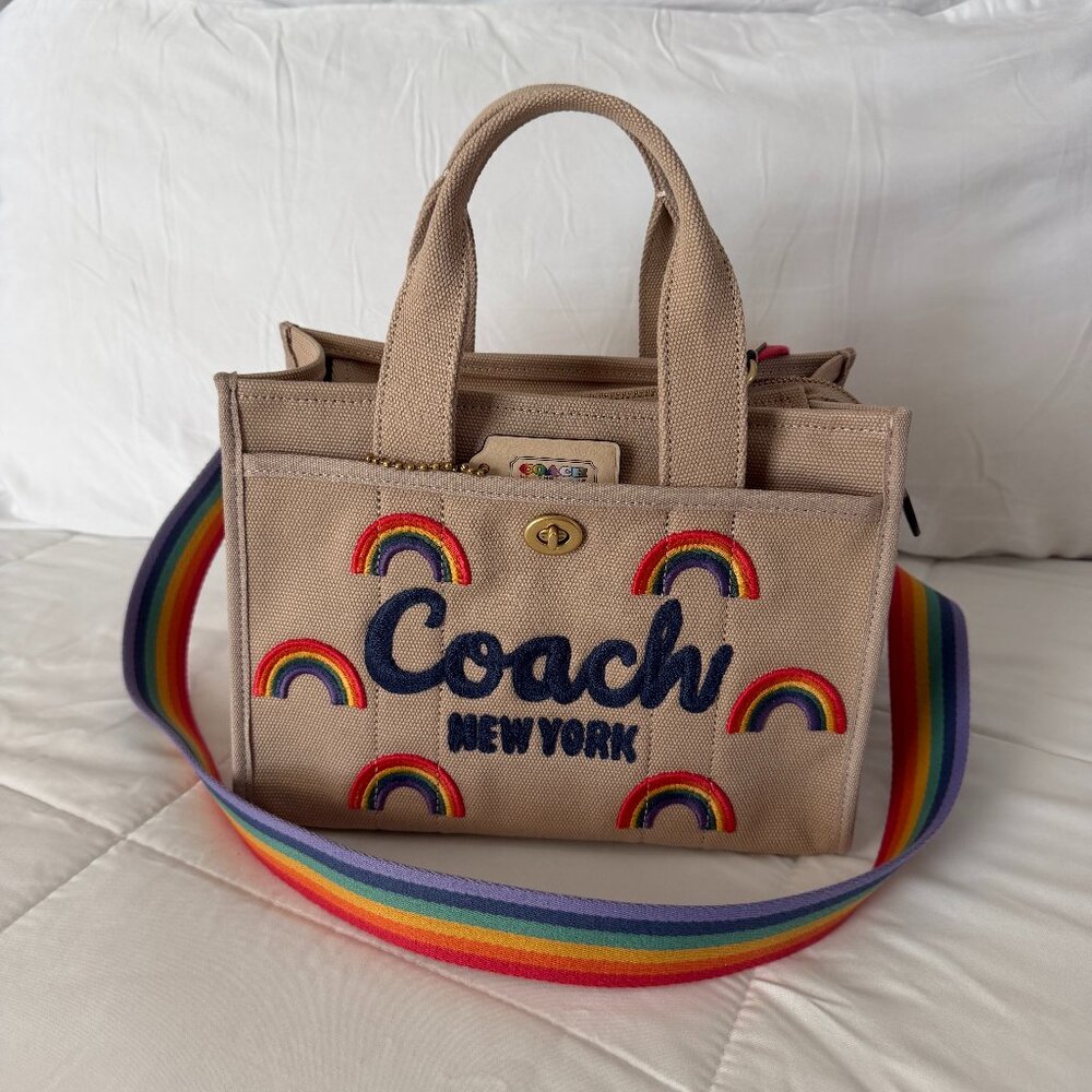Coach Cargo Tote Bag 26 in Canvas With Embroidered Rainbows